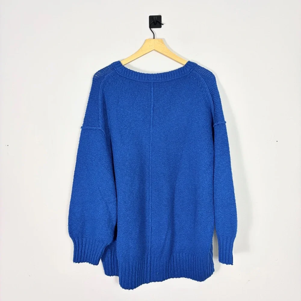 Free People Brookside Blue Oversized Slouchy Knit Pullover Sweater Tunic Medium‎